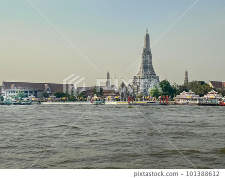 The visiting card of the capital of Thailand is the Buddhist temple Wat Arun, Temple of Dawn, which is located on the banks of the Chao Phraya River 101388612