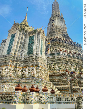 The visiting card of the capital of Thailand is the Buddhist temple Wat Arun, Temple of Dawn, which is located on the banks of the Chao Phraya River 101388781