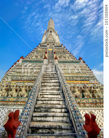 The visiting card of the capital of Thailand is the Buddhist temple Wat Arun, Temple of Dawn, which is located on the banks of the Chao Phraya River The visiting card of the capital of Thailand is the Buddhist temple Wat Arun, Temple of Dawn, which is located on the banks of the Chao Phraya River 101388904