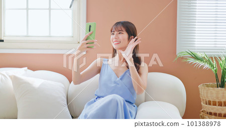 asian girl video call happily 101388978