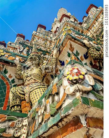 The visiting card of the capital of Thailand is the Buddhist temple Wat Arun, Temple of Dawn, which is located on the banks of the Chao Phraya River 101388993