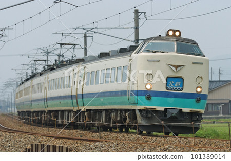 Hokuriku Main Line Nishi-Takaoka - Takaoka JR East 485 series T18 formation (Niigata) Hokuetsu Hokuriku Main Line Nishi-Takaoka - Takaoka JR East 485 series T18 formation (Niigata) Hokuetsu 101389014