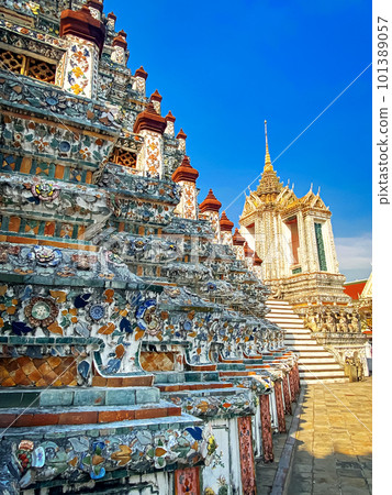 The visiting card of the capital of Thailand is the Buddhist temple Wat Arun, Temple of Dawn, which is located on the banks of the Chao Phraya River The visiting card of the capital of Thailand is the Buddhist temple Wat Arun, Temple of Dawn, which is located on the banks of the Chao Phraya River 101389057