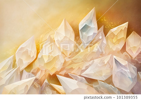 Sparkling quartz crystals watercolor background 101389355