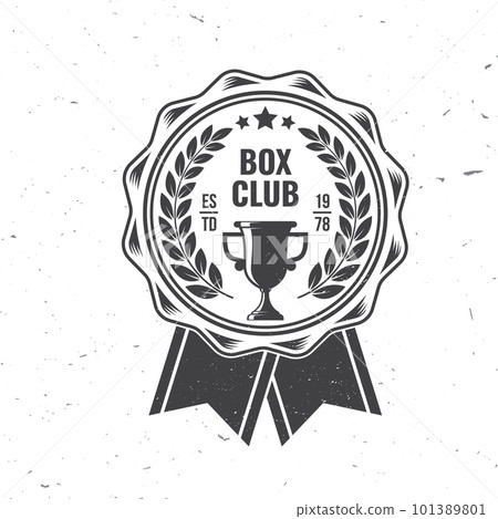 Boxing club badge, logo design. Hit like a girl. Vector illustration. For Boxing sport club emblem, sign, patch, shirt, template. Vintage monochrome label, sticker with golden cup Silhouette. Boxing club badge, logo design. Hit like a girl. Vector illustration. For Boxing sport club emblem, sign, patch, shirt, template. Vintage monochrome label, sticker with golden cup Silhouette. 101389801