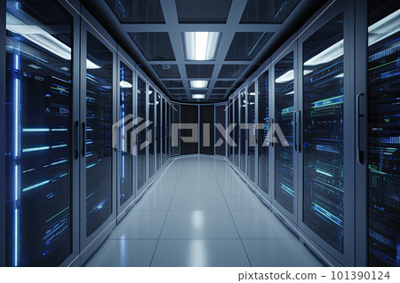 Server room interior. Data center. Generative AI Server room interior. Data center. Generative AI 101390124