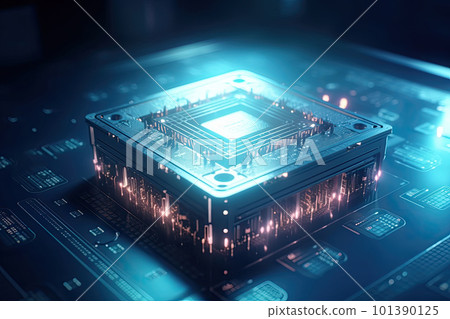 Quantum processor on circuit board. Generative AI Quantum processor on circuit board. Generative AI 101390125