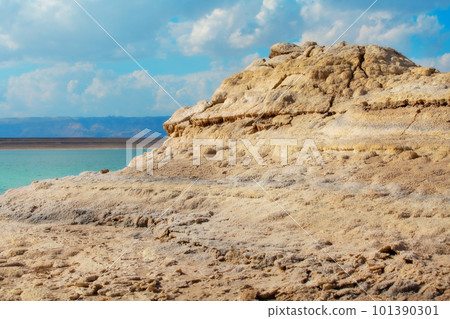 View of Dead Sea coastline, Jordan View of Dead Sea coastline, Jordan 101390301