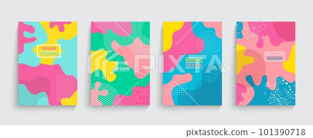 Abstract funny posters, cool textures. Children trend doodles, hipster color picture. Geometric pattern minimalist design with colorful shapes, simple cover. Vector abstract background Abstract funny posters, cool textures. Children trend doodles, hipster color picture. Geometric pattern minimalist design with colorful shapes, simple cover. Vector abstract background 101390718