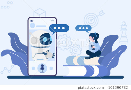 Chatbot or artificial intelligence network concept of social media.  101390782