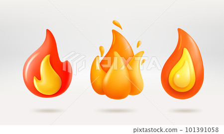 Red flames collection. 3d vector icons isolated on white background 101391058