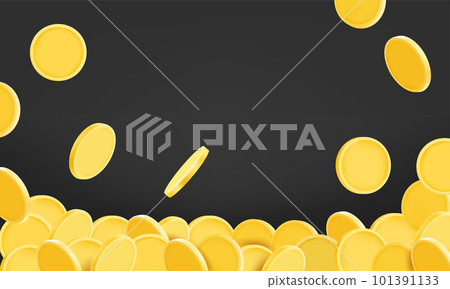 Rain of golden coins. 3d vector illustration 101391133