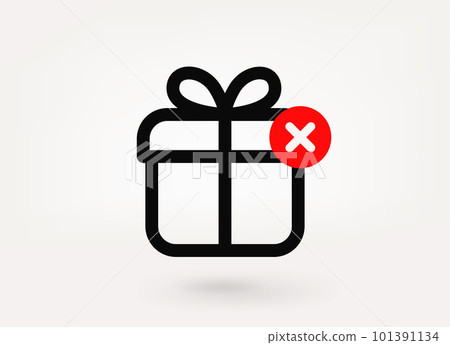 Gift box with ban mark. 3d vector icon Gift box with ban mark. 3d vector icon 101391134