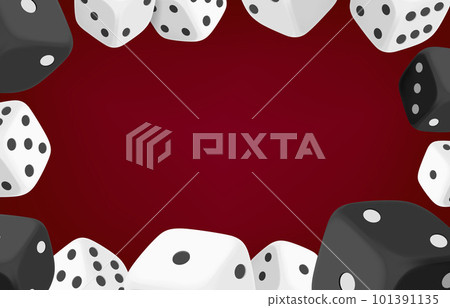 Casino game concept with dice and casini chips. 3d vector frame with copy space 101391135