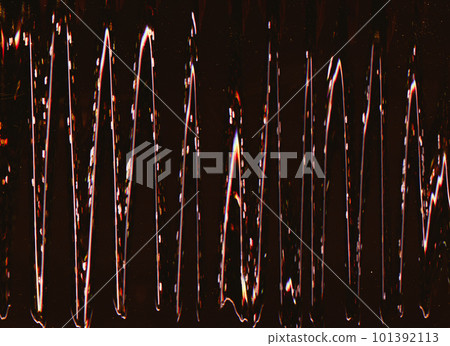 Glitch texture. Analog noise. Static distortion. Red orange black color glowing wave artifacts on dark art illustration abstract background. Glitch texture. Analog noise. Static distortion. Red orange black color glowing wave artifacts on dark art illustration abstract background. 101392113