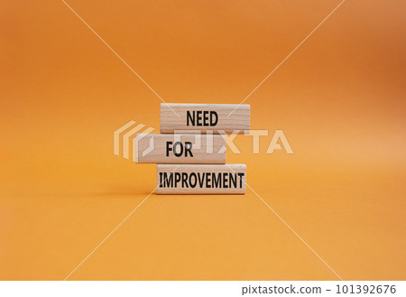 Need for Improvement symbol. Wooden blocks with words Need for Improvement. Beautiful grey background. Business and Need for Improvement concept. Copy space. 101392676