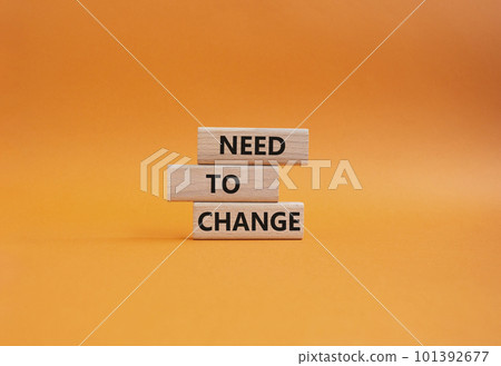 Need to change symbol. Concept words 'Need to change' on wooden blocks. Beautiful orange background. Business and Need to change concept. Copy space. Need to change symbol. Concept words 'Need to change' on wooden blocks. Beautiful orange background. Business and Need to change concept. Copy space. 101392677