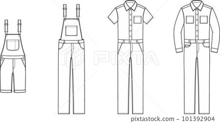 Mens overall and coverall jumpsuit. Fashion CAD. Mens overall and coverall jumpsuit. Fashion CAD. 101392904