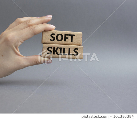 Soft skills symbol. Wooden blocks with words Soft skills. Beautiful grey background. Businessman hand. Business and Soft skills concept. Copy space. Soft skills symbol. Wooden blocks with words Soft skills. Beautiful grey background. Businessman hand. Business and Soft skills concept. Copy space. 101393394