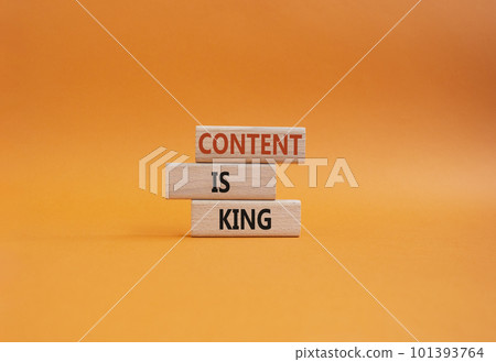 Content is king symbol. Concept words Content is king on wooden blocks. Beautiful orange background. Business and Content is king concept. Copy space. Content is king symbol. Concept words Content is king on wooden blocks. Beautiful orange background. Business and Content is king concept. Copy space. 101393764