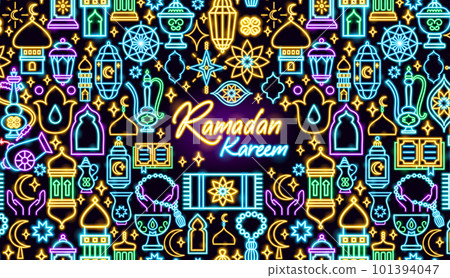 Ramadan Kareem Neon Banner 101394047