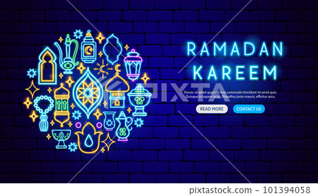 Ramadan Holiday Neon Banner Design 101394058