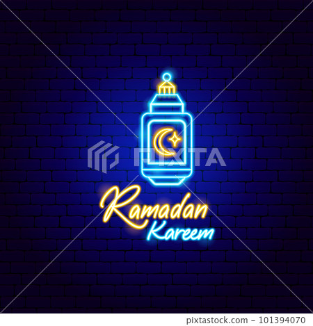 Lantern Ramadan Kareem Neon Label Lantern Ramadan Kareem Neon Label 101394070