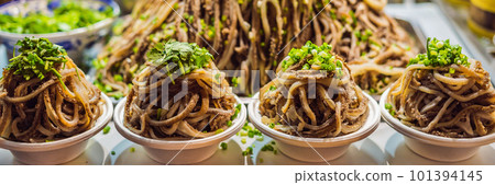 Street food, night market Vanfudzin at night BANNER, LONG FORMAT Street food, night market Vanfudzin at night BANNER, LONG FORMAT 101394145