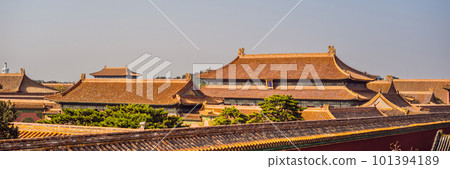 Ancient royal palaces of the Forbidden City in Beijing,China BANNER, LONG FORMAT 101394189