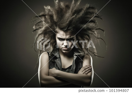 Young punk girl, emotional dramatic portrait, AI generative image Young punk girl, emotional dramatic portrait, AI generative image 101394807
