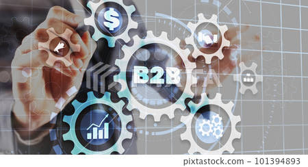 B2B. Business To Business Marketing Company Industry. Gears icon 101394893