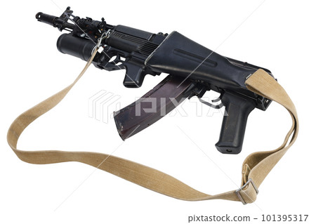 Modern kalashnikov 5.45x39 mm AK 74M assault rifle with 40 mm underbarrel grenade launcher Modern kalashnikov 5.45x39 mm AK 74M assault rifle with 40 mm underbarrel grenade launcher 101395317