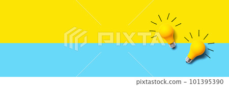 Yellow light bulbs - flat lay 101395390