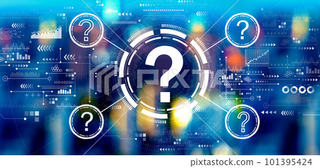 Question marks with big city lights Question marks with big city lights 101395424