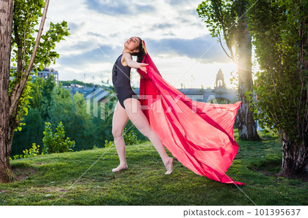 ballet ballerina dancer motion in happy joyful Rhythm . Hispanic woman healthy life outdoors ballet ballerina dancer motion in happy joyful Rhythm . Hispanic woman healthy life outdoors 101395637