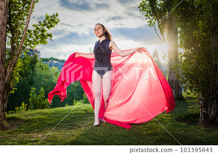 ballet ballerina dancer motion in happy joyful Rhythm . Hispanic woman healthy life outdoors ballet ballerina dancer motion in happy joyful Rhythm . Hispanic woman healthy life outdoors 101395643