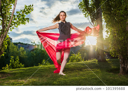 ballet ballerina dancer motion in happy joyful Rhythm . Hispanic woman healthy life outdoors ballet ballerina dancer motion in happy joyful Rhythm . Hispanic woman healthy life outdoors 101395688