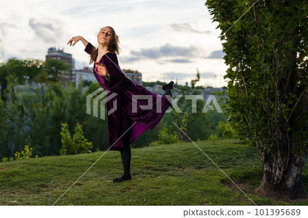 a hispanic ballerina beautiful dancer enjoy rhythm in motion with happy and cheerful movements a hispanic ballerina beautiful dancer enjoy rhythm in motion with happy and cheerful movements 101395689