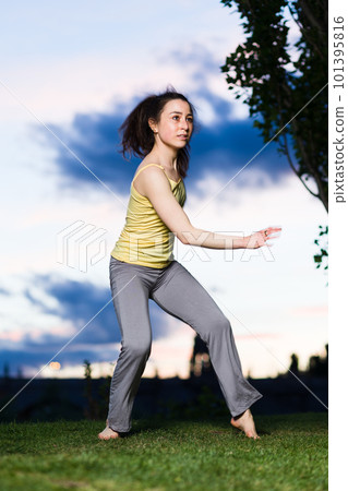 ballet ballerina dancer motion in happy joyful Rhythm . Hispanic woman healthy life outdoors ballet ballerina dancer motion in happy joyful Rhythm . Hispanic woman healthy life outdoors 101395816