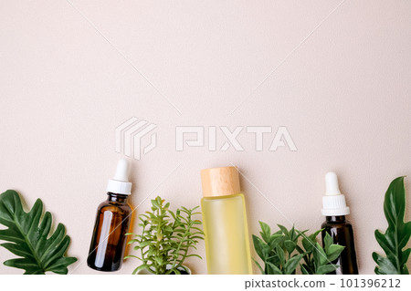 natural beauty skincare and cosmetic product with green leave. Eco friendly packaging and sustainable product. 101396212