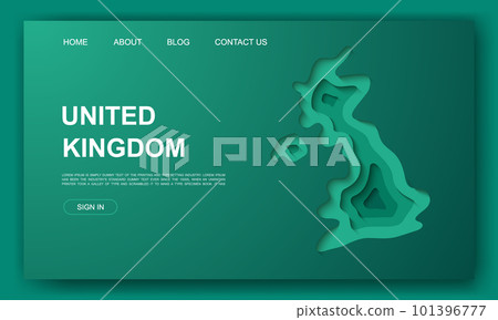 United Kingdom 3d paper cut website template. United Kingdom map paper cut out illustration. Country map symbol for landing page, advertising page. United Kingdom 3d paper cut website template. United Kingdom map paper cut out illustration. Country map symbol for landing page, advertising page. 101396777
