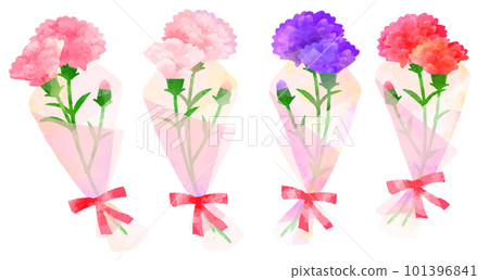 康乃馨花束水彩風格的手繪插圖 101396841