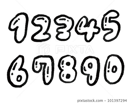 手繪風格黑白數字 手繪風格黑白數字 101397294