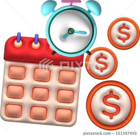 illustration 3D, calendar, tax and finance payment deadlines 101397450