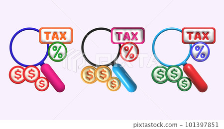 illustration 3D. Search for tax and financial information. illustration 3D. Search for tax and financial information. 101397851