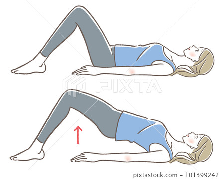 一個女人伸腰的插圖 101399242