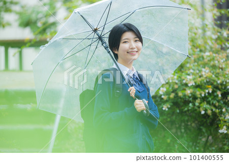 School girls with umbrella School girls with umbrella 101400555