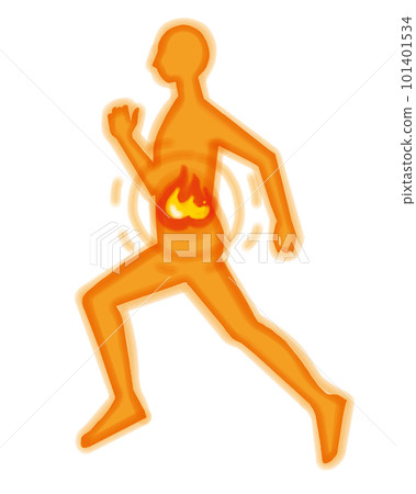 Fat burning person image _ running left facing 101401534