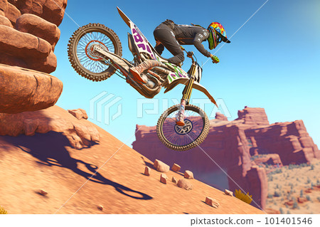 Side View of the Professional Motorcycle Rider Driving on the mountains. Neural network AI generated art Side View of the Professional Motorcycle Rider Driving on the mountains. Neural network AI generated art 101401546