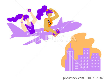 trip_travel_people_women's trip_airplane_two women going on a trip 101402182